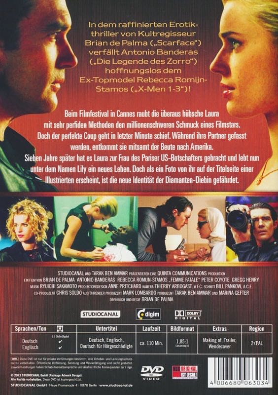 Femme Fatale DVD movie collectible [Barcode 828765514095] - Main Image 4