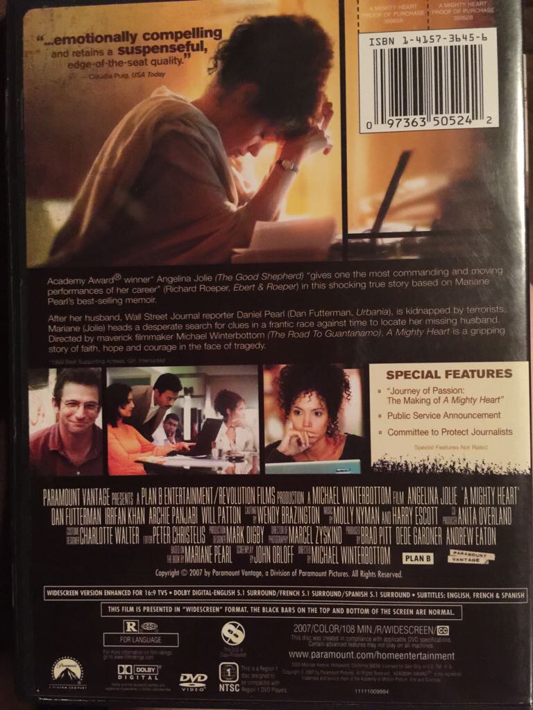 Mighty Heart, A DVD movie collectible [Barcode 097363505242] - Main Image 2