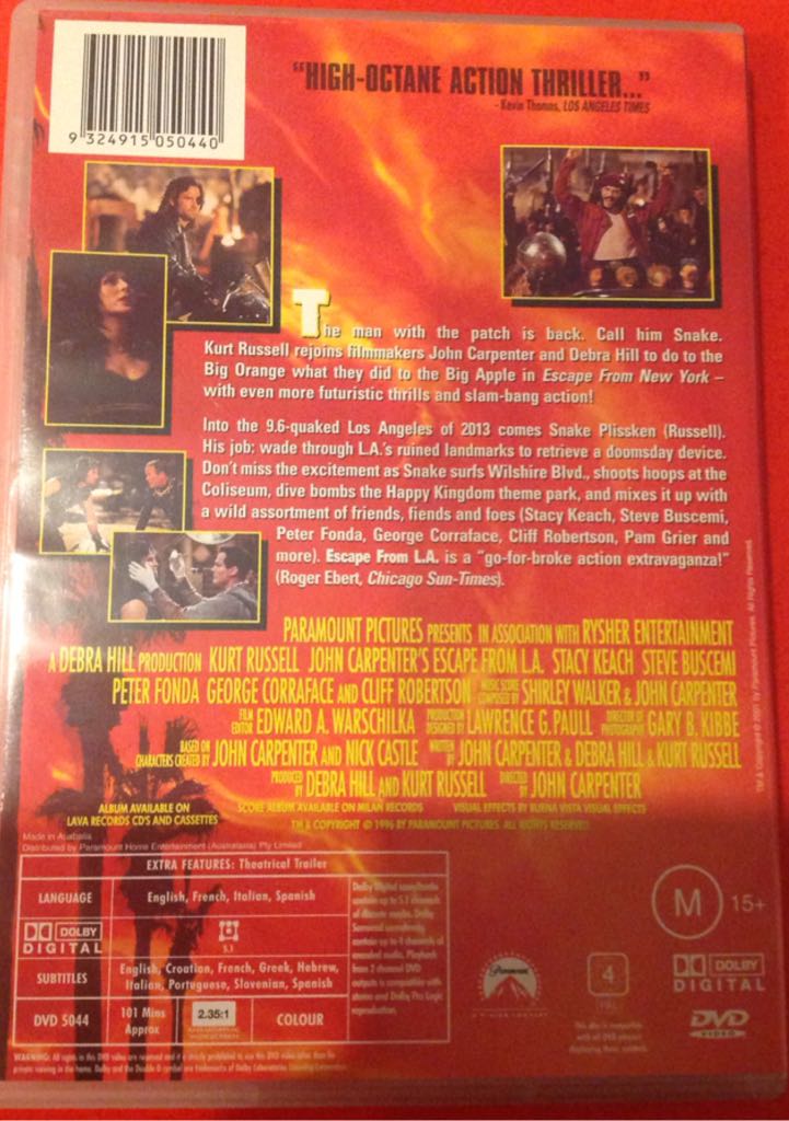 Escape From L.A. DVD movie collectible [Barcode 9324915050440] - Main Image 2