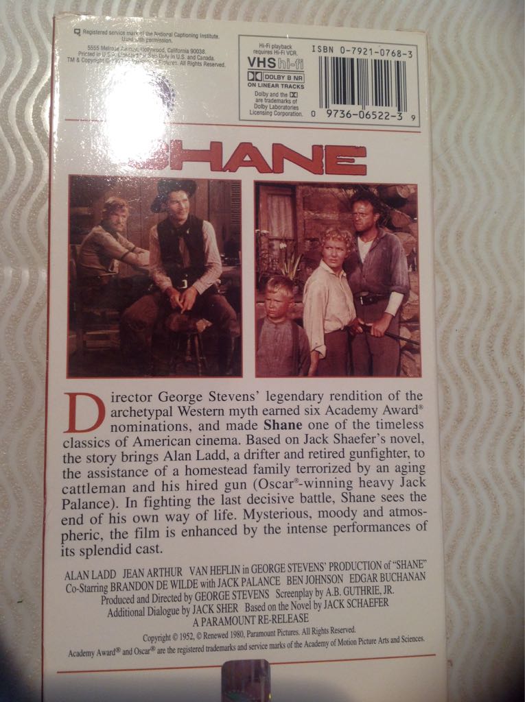 Shane VHS movie collectible [Barcode 097360652239] - Main Image 2