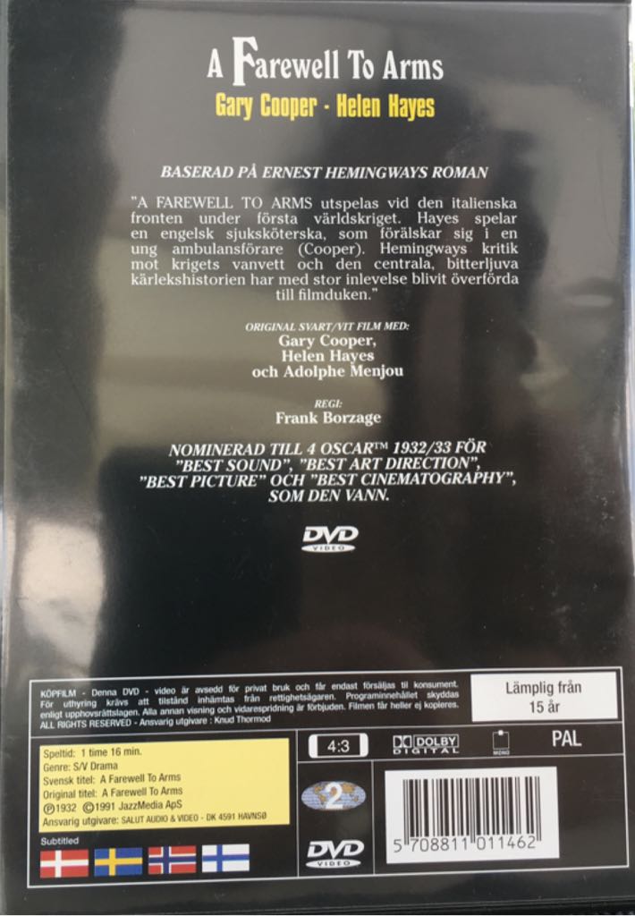 A Farewell to Arms DVD movie collectible [Barcode 5708811011462] - Main Image 2
