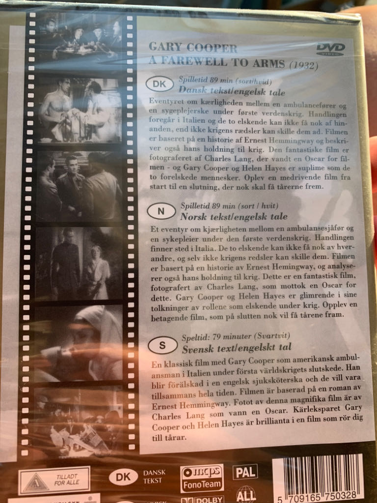 A Farewell to Arms DVD movie collectible [Barcode 5709165750328] - Main Image 2