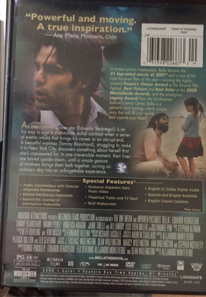 Bella DVD movie collectible [Barcode 031398226673] - Main Image 2