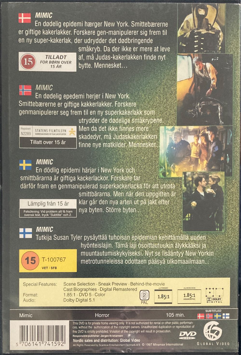 Mimic 1 DVD movie collectible [Barcode 5706141741592] - Main Image 2