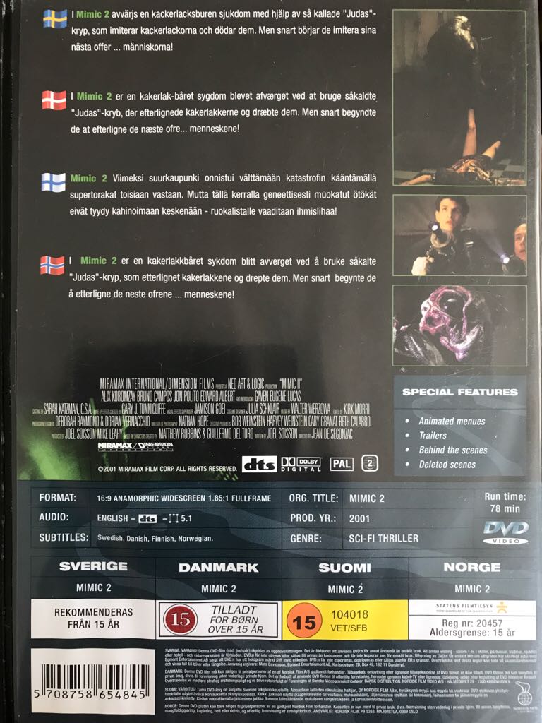 Mimic 2 DVD movie collectible [Barcode 5708758654845] - Main Image 2