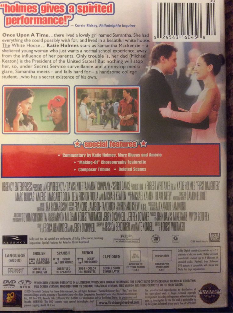 First Daughter DVD movie collectible [Barcode 024543160458] - Main Image 2