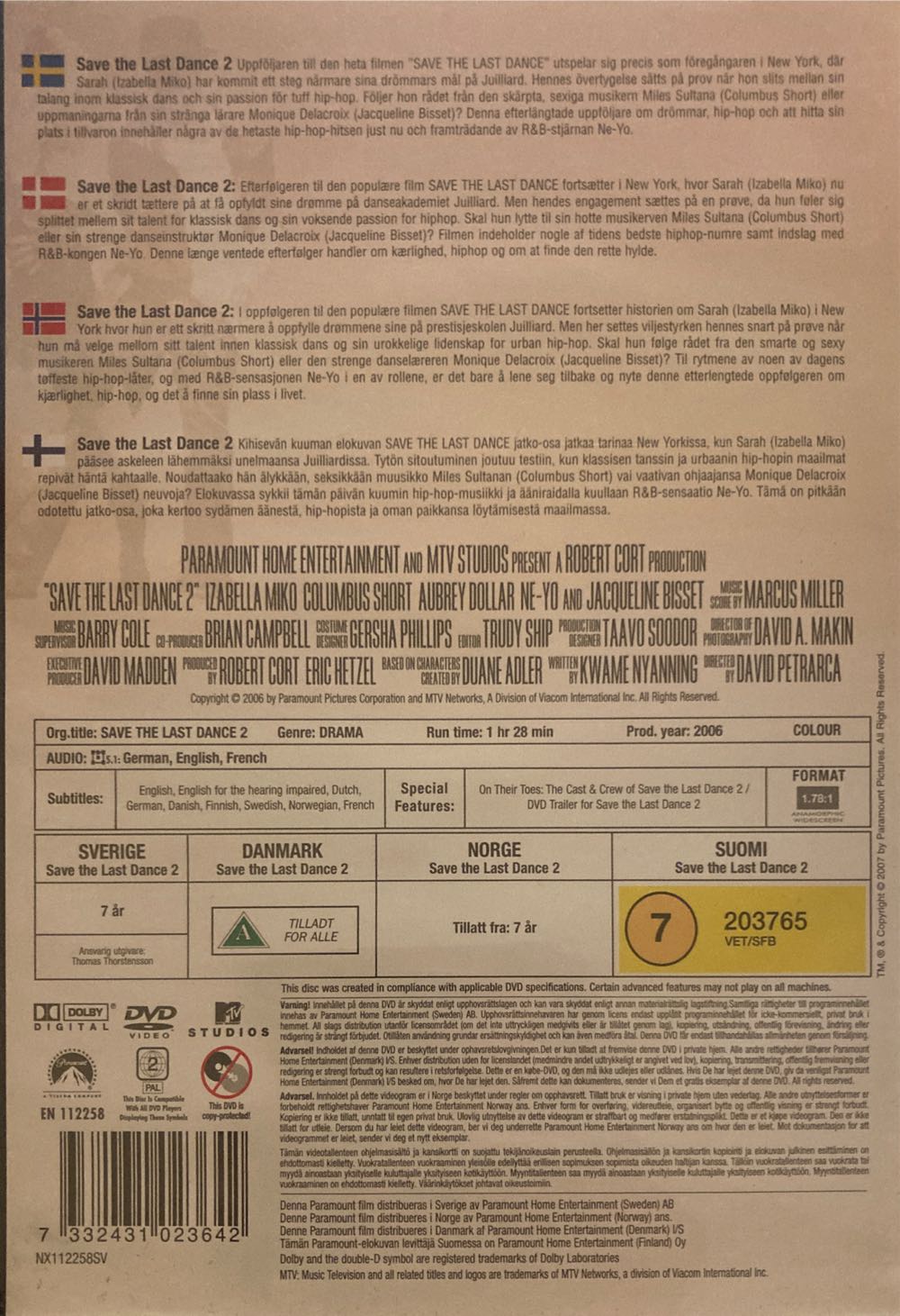 Save the Last Dance 2 DVD movie collectible [Barcode 7332431023642] - Main Image 2