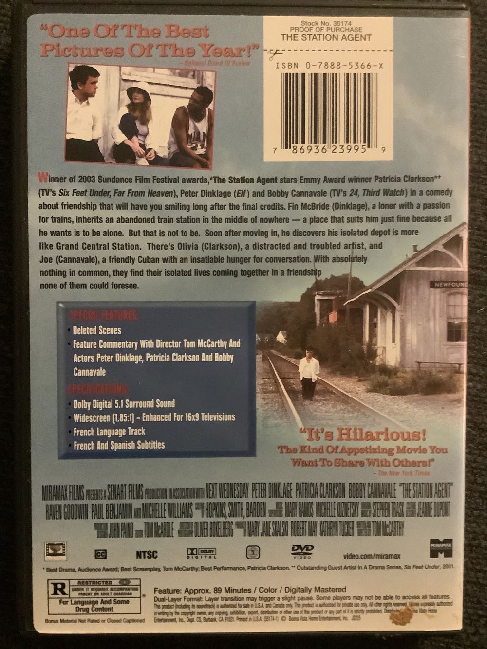 The Station Agent DVD movie collectible [Barcode 786936239959] - Main Image 2