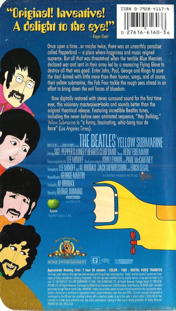 Yellow Submarine VHS movie collectible [Barcode 8711691511707] - Main Image 2