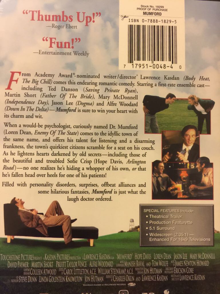 Mumford DVD movie collectible [Barcode 717951004840] - Main Image 2