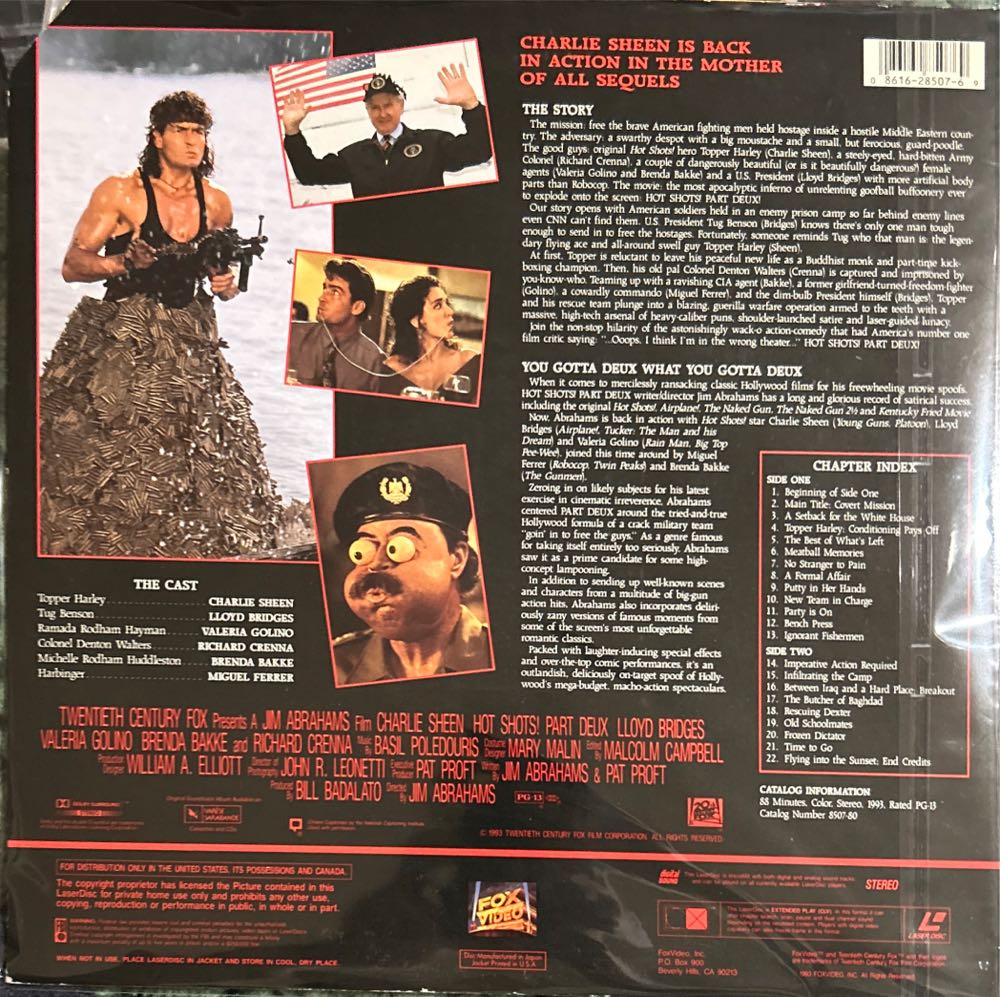 Hot Shots! Part Deux Laser Disc movie collectible [Barcode 086162850769] - Main Image 2