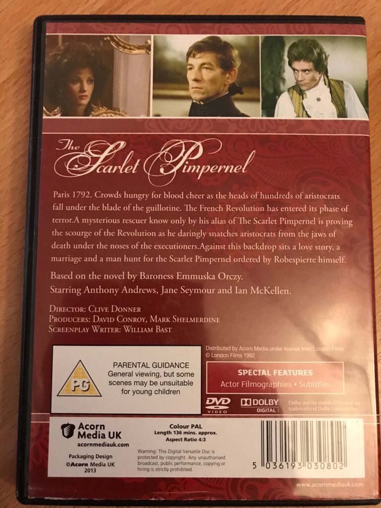 The Scarlet Pimpernel DVD movie collectible [Barcode 5036193030802] - Main Image 2