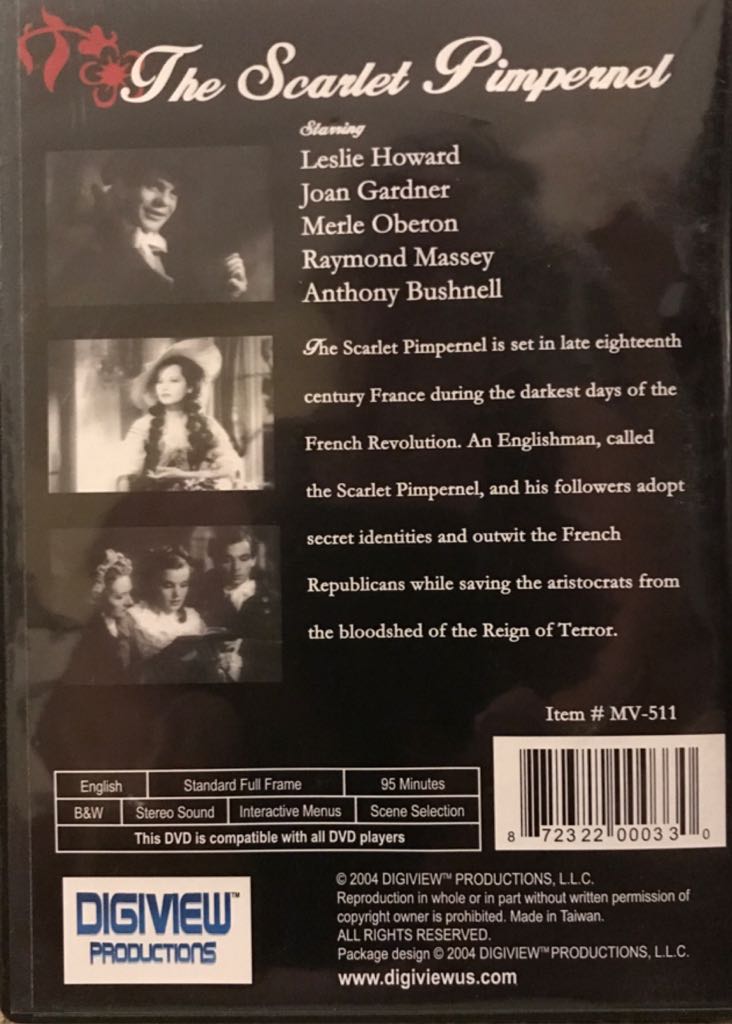 The Scarlet Pimpernel DVD movie collectible [Barcode 872322000330] - Main Image 2
