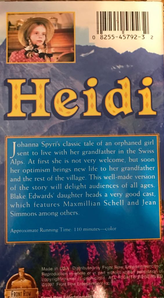 Heidi VHS movie collectible [Barcode 082554579232] - Main Image 2