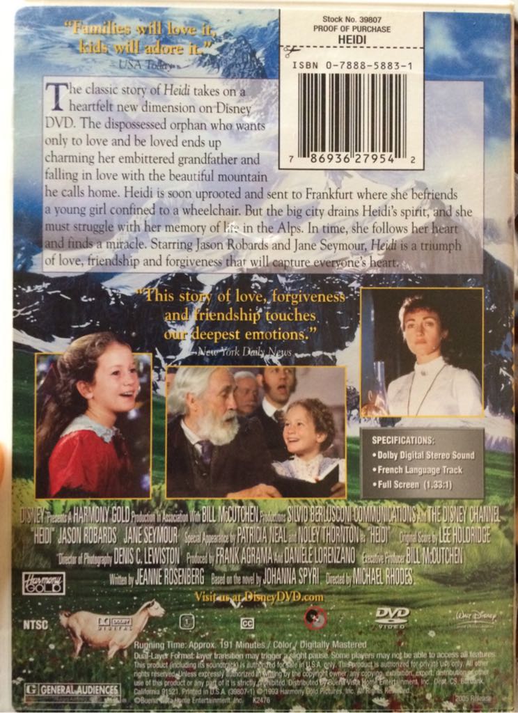 Heidi DVD movie collectible [Barcode 786936279542] - Main Image 2