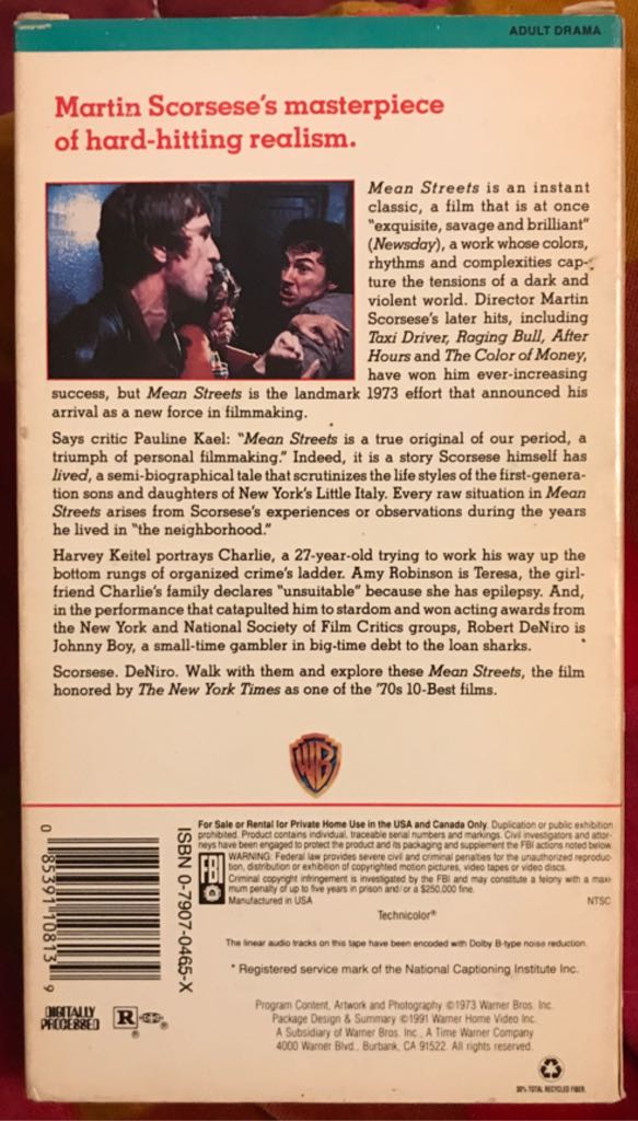 Mean Streets Digital Copy movie collectible [Barcode 085391108139] - Main Image 2