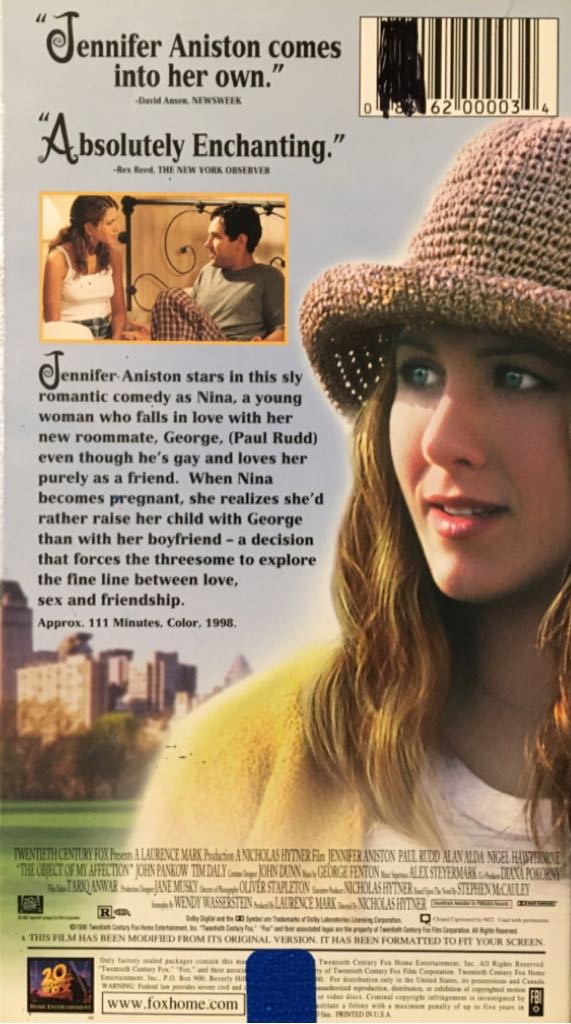 The Object Of My Affection VHS movie collectible [Barcode 086162000034] - Main Image 2