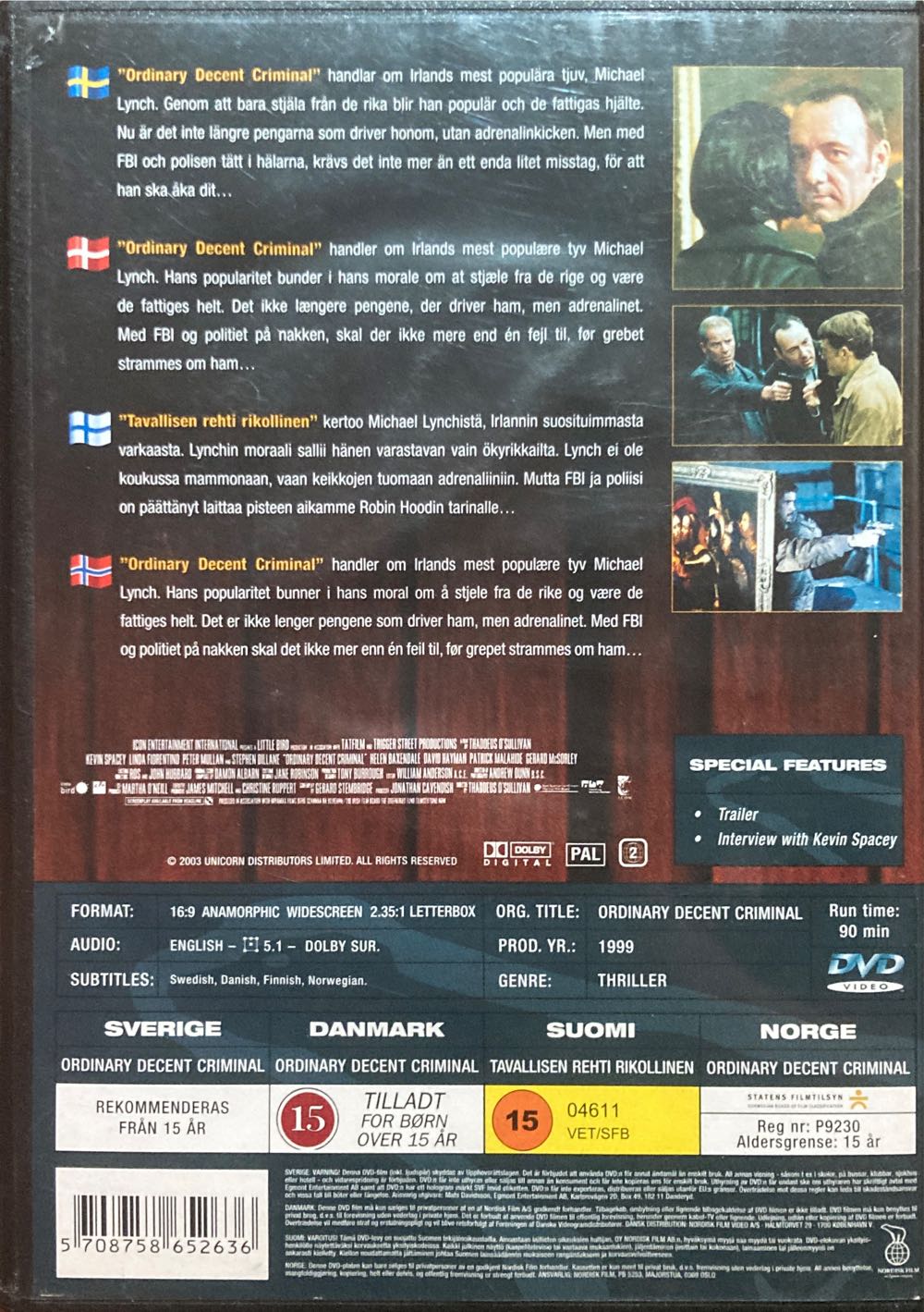 Ordinary Decent Criminal DVD movie collectible [Barcode 5708758652636] - Main Image 2