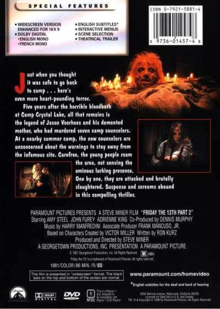 Friday the 13th Part 2 DVD movie collectible [Barcode 097360145748] - Main Image 2