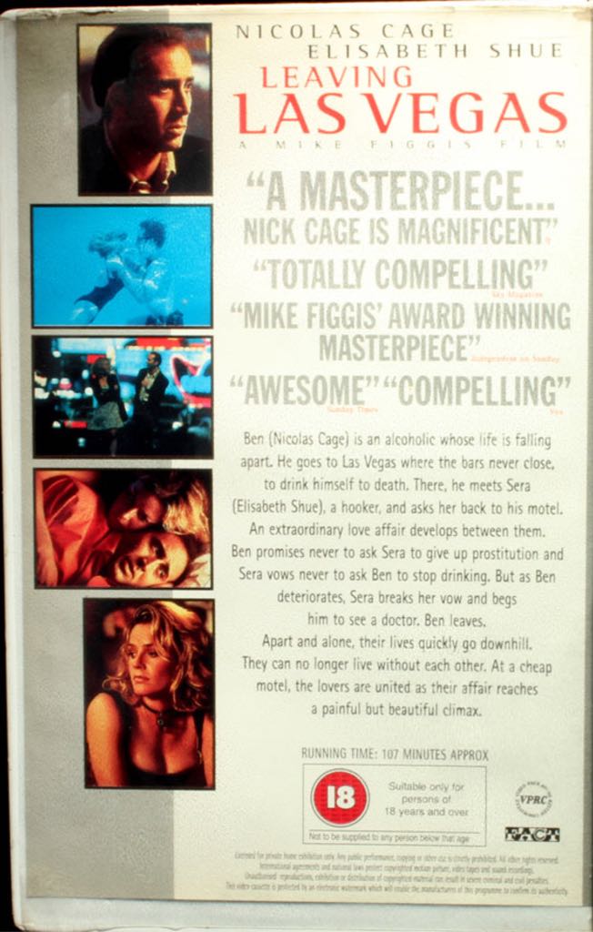 Leaving Las Vegas VHS movie collectible [Barcode 027616630636] - Main Image 2