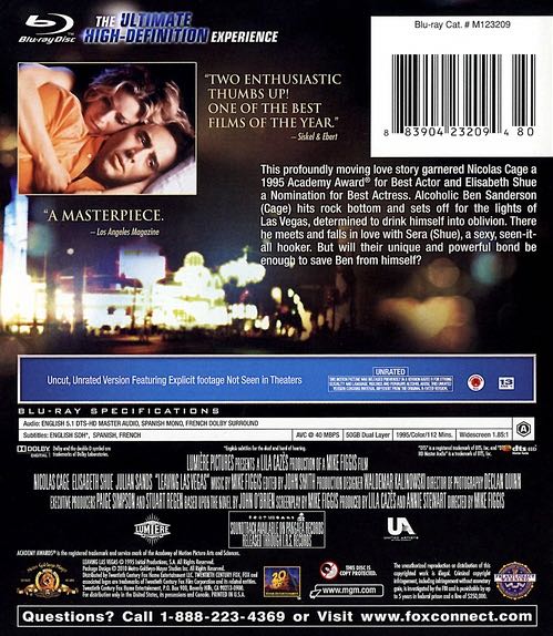 Leaving Las Vegas Blu-ray movie collectible [Barcode 883904232094] - Main Image 2