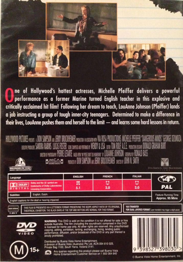 Dangerous Minds DVD movie collectible [Barcode 9398527398030] - Main Image 2