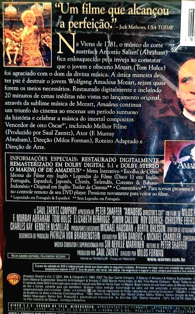 Amadeus DVD movie collectible [Barcode 7892110029322] - Main Image 2