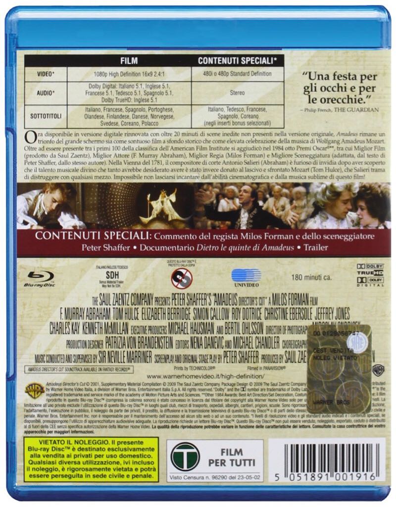 Amadeus Blu-ray movie collectible [Barcode 87420647] - Main Image 2