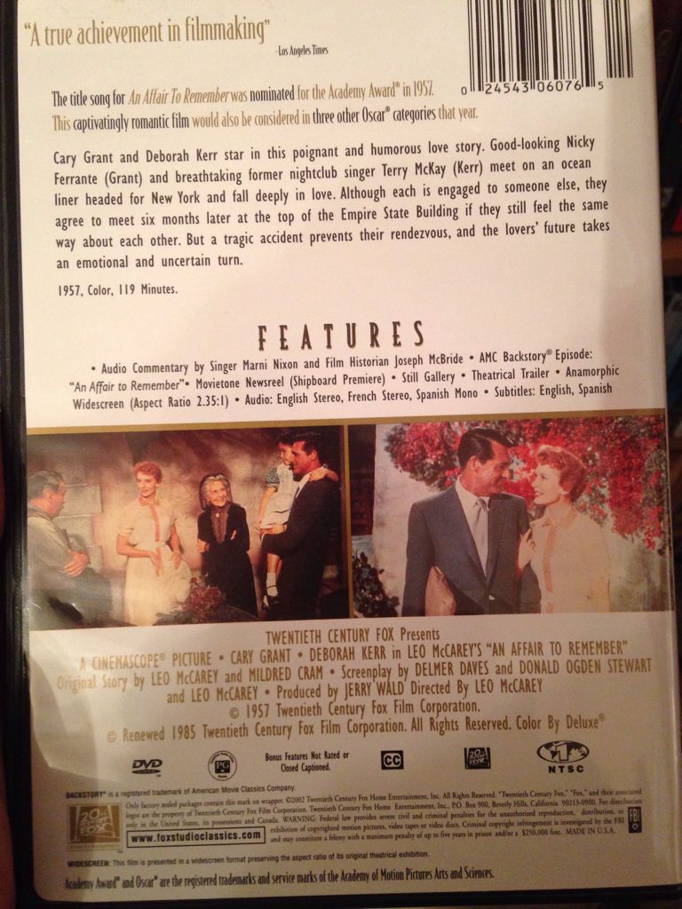 Affair to Remember, An DVD movie collectible [Barcode 024543060765] - Main Image 2