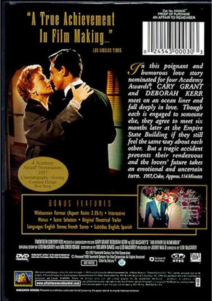 An Affair to Remember DVD movie collectible [Barcode 024543495383] - Main Image 4