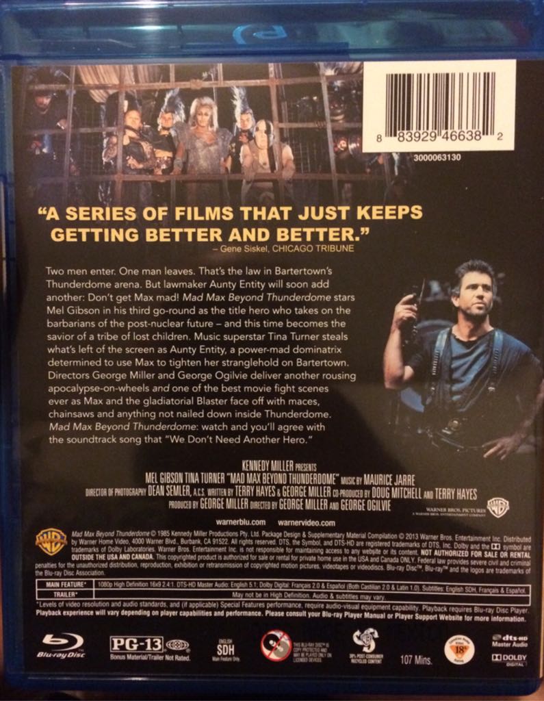 Mad Max Beyond Thunderdome Blu-ray movie collectible [Barcode 883929466382] - Main Image 2