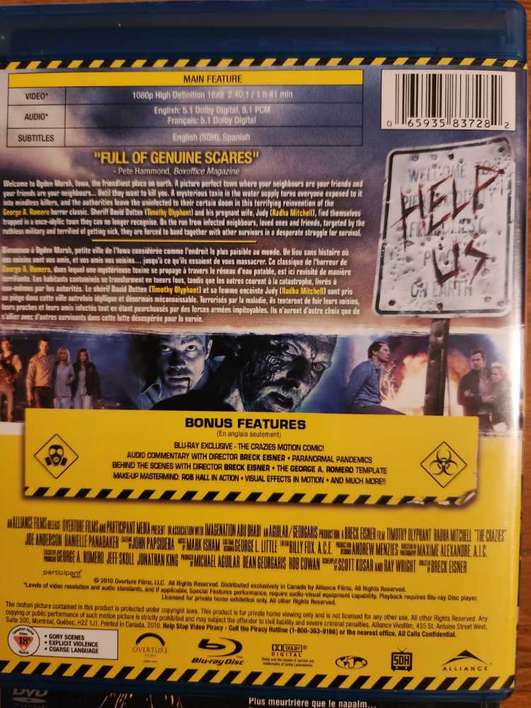 The Crazies Blu-ray movie collectible [Barcode 065935837282] - Main Image 2