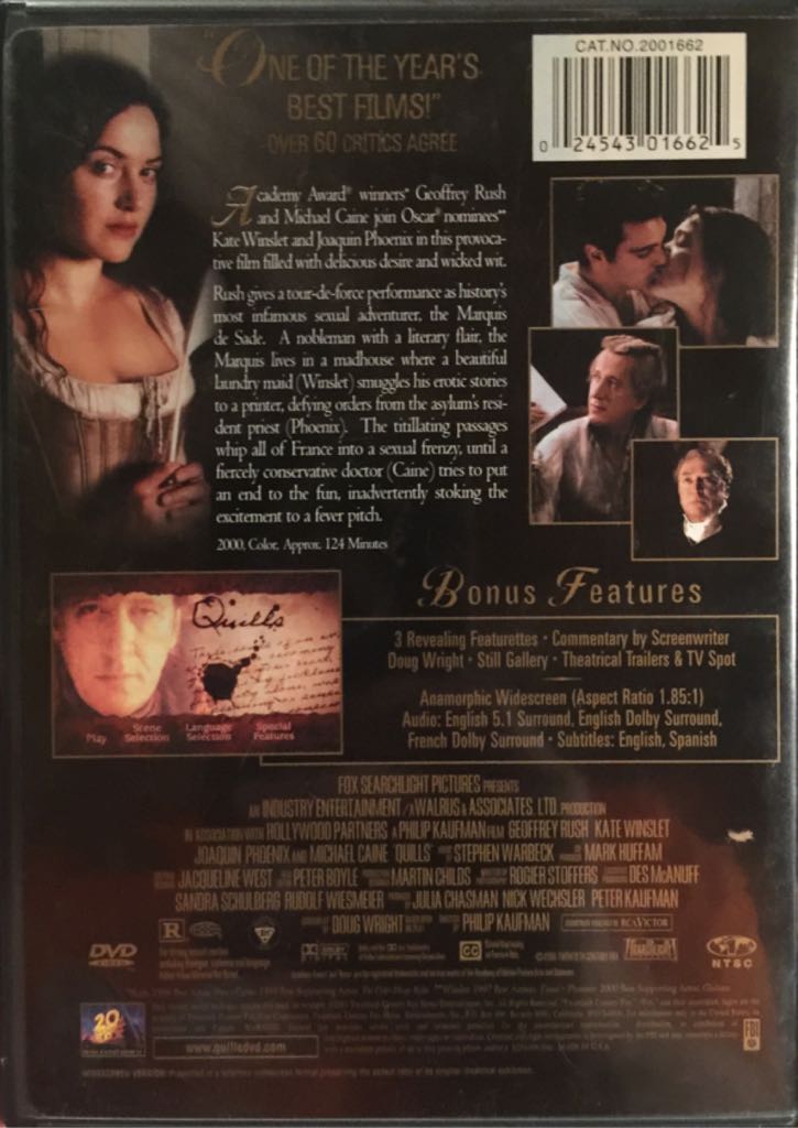 Quills DVD movie collectible [Barcode 024543016625] - Main Image 2