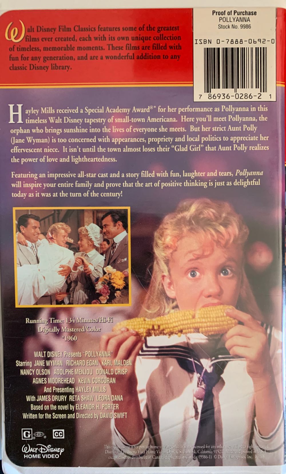 Pollyanna #163 VHS movie collectible [Barcode 786936028621] - Main Image 2