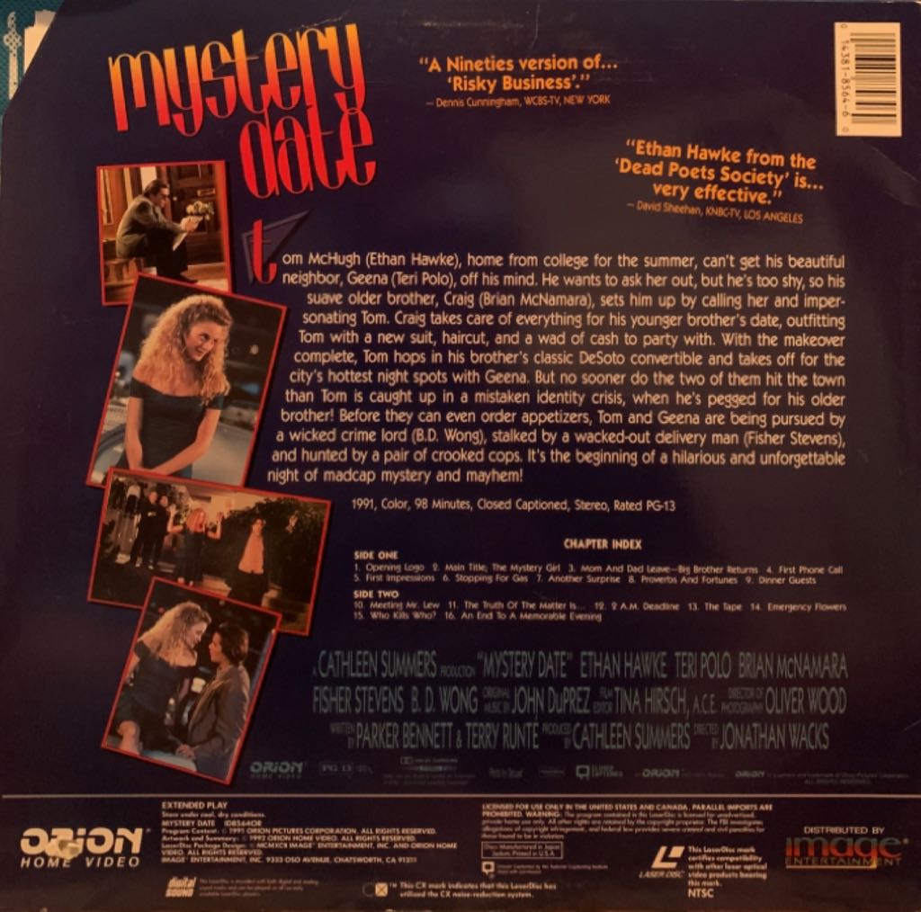 Mystery Date Laser Disc movie collectible [Barcode 014381856460] - Main Image 2