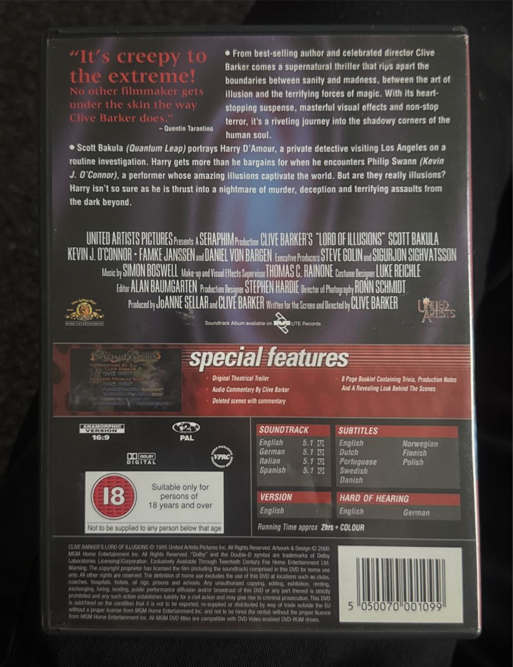 Lord of Illusions DVD-R movie collectible [Barcode 5050070001099] - Main Image 2