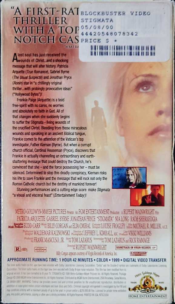 Stigmata VHS movie collectible [Barcode 3021086000743] - Main Image 2