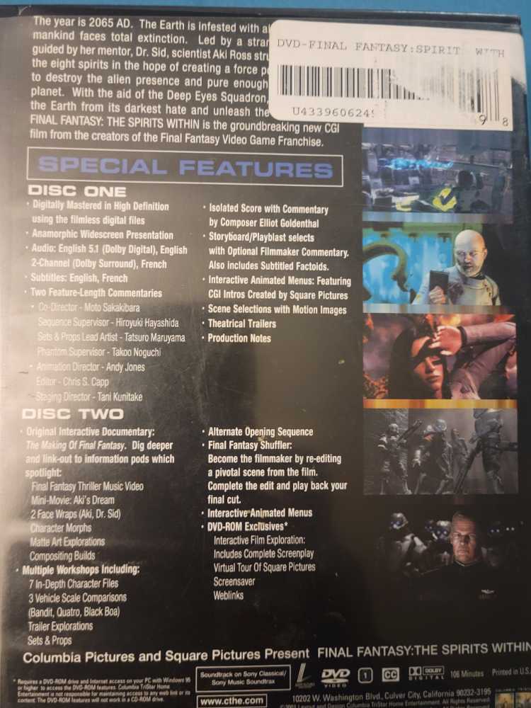 Final Fantasy The Spirits Within DVD movie collectible [Barcode 5035822197169] - Main Image 2