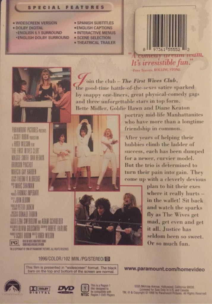 The First Wives Club DVD movie collectible [Barcode 097361555522] - Main Image 2