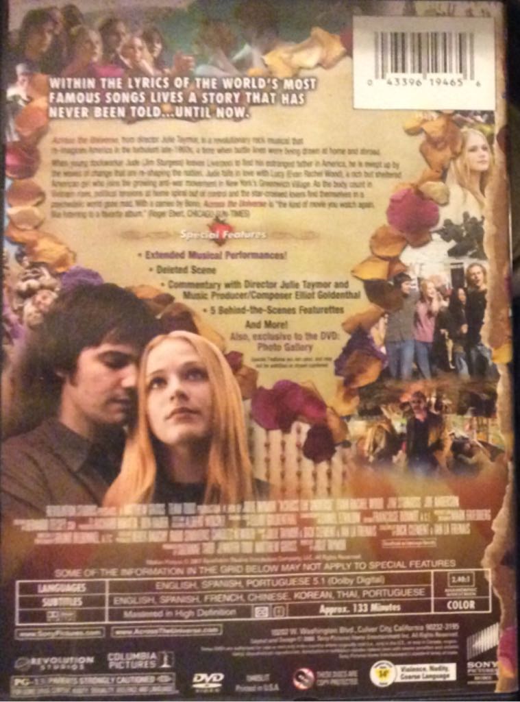 Across the Universe DVD movie collectible [Barcode 043396194656] - Main Image 2