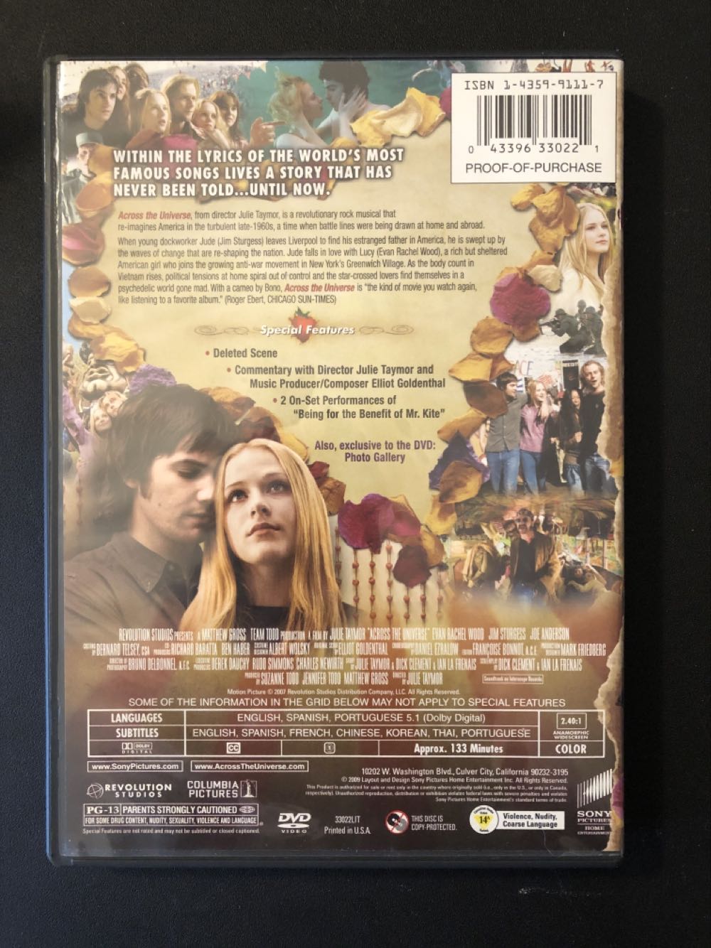 Across the Universe DVD movie collectible [Barcode 043396330221] - Main Image 3