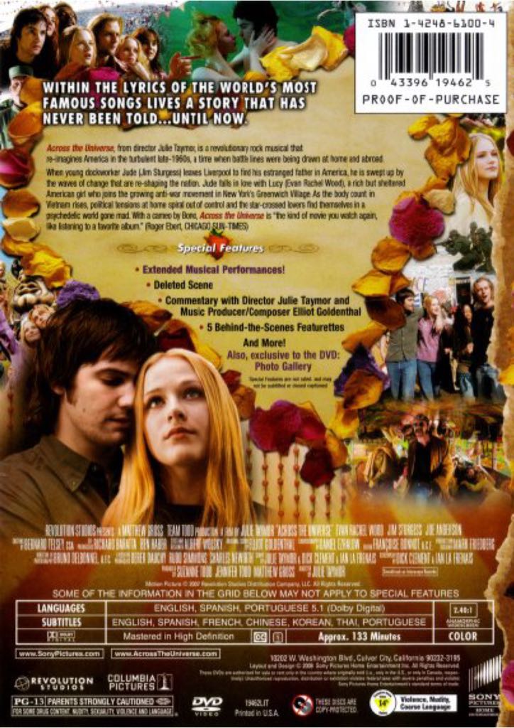Across the Universe DVD movie collectible [Barcode 9317731057410] - Main Image 2