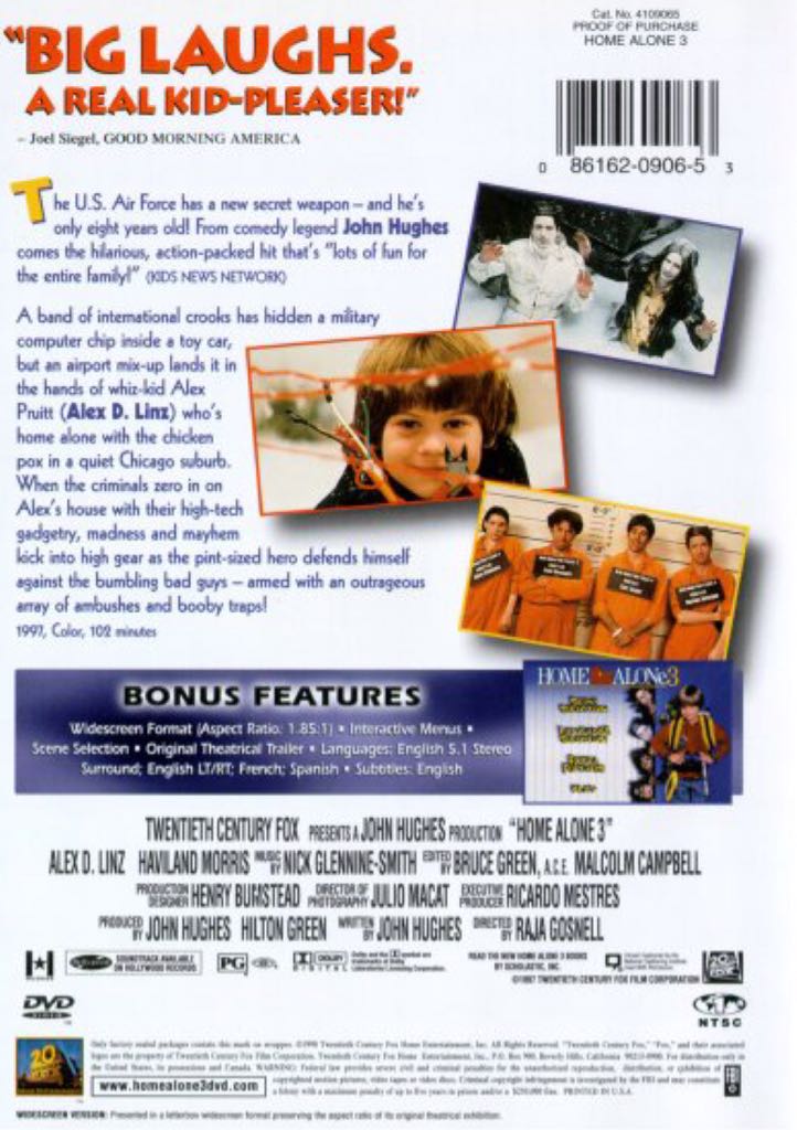 Home Alone 3 DVD movie collectible [Barcode 5039036004442] - Main Image 2