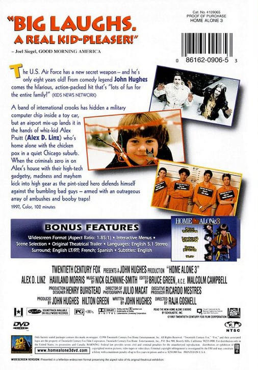 Home Alone 3 DVD movie collectible [Barcode 9321337054858] - Main Image 2
