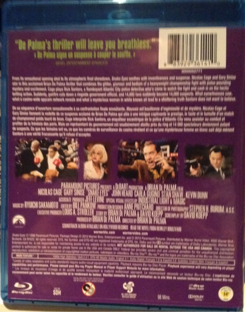 Snake Eyes Blu-ray movie collectible [Barcode 883929361410] - Main Image 2