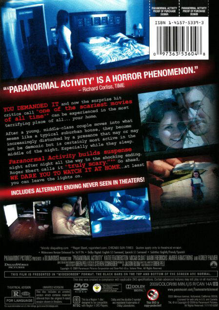 Paranormal Activity DVD movie collectible [Barcode 5051429101965] - Main Image 2
