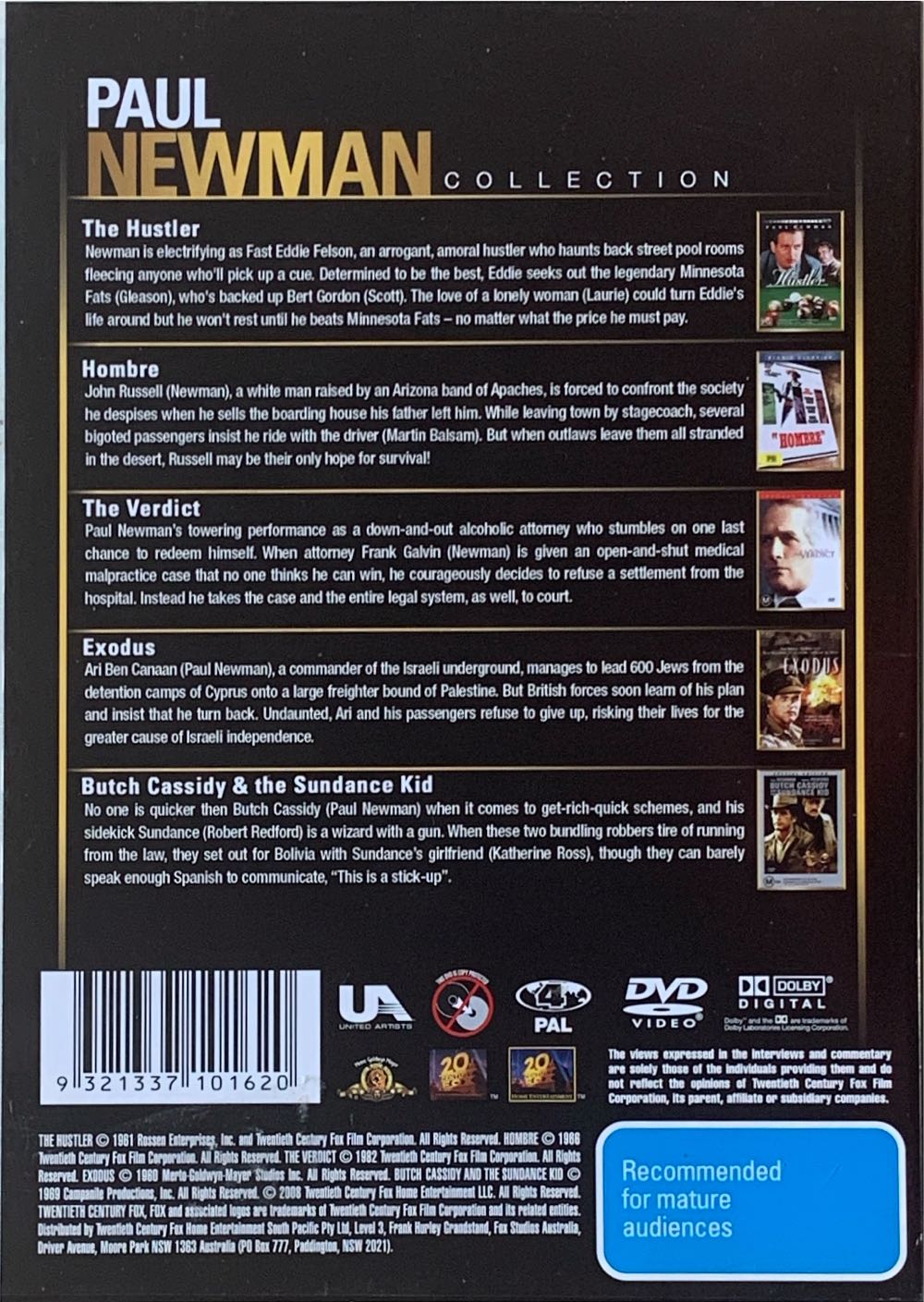 Paul Newman Collection - 5 Films DVD movie collectible [Barcode 9321337101620] - Main Image 2