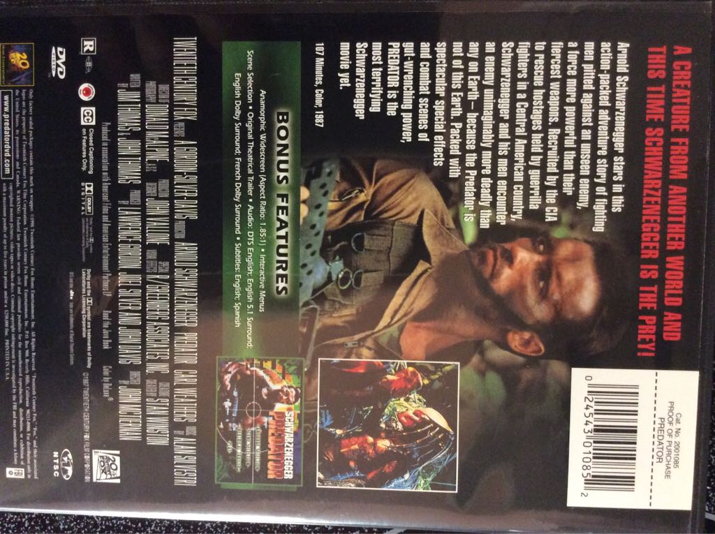 Predator DVD movie collectible [Barcode 024543010852] - Main Image 2