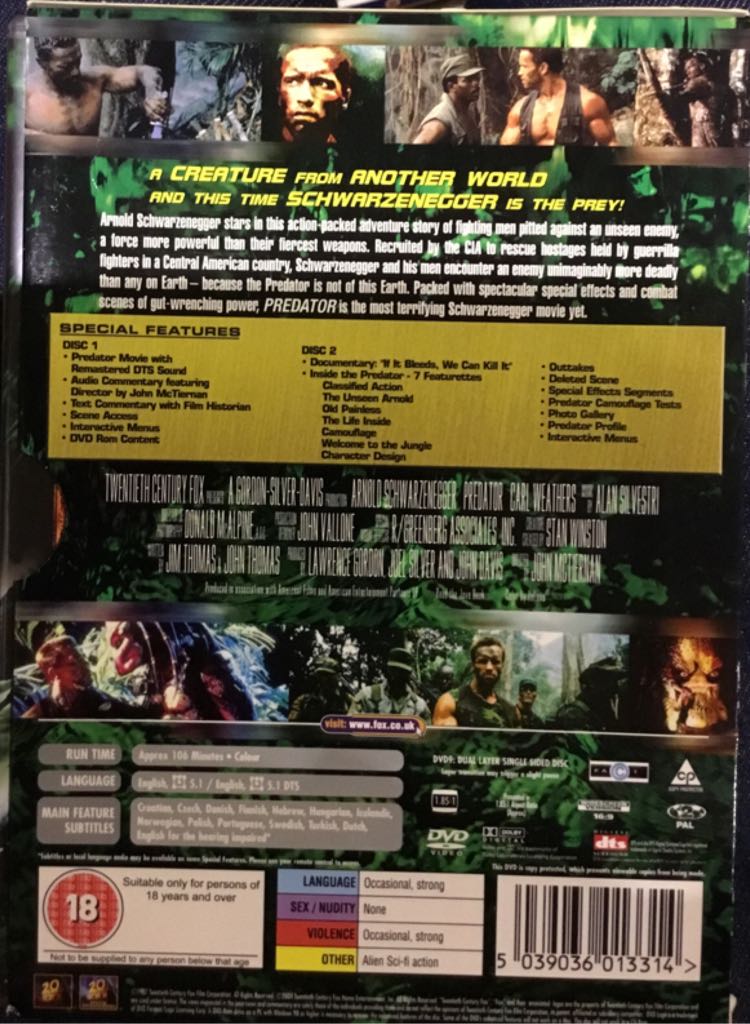 Predator DVD movie collectible [Barcode 5039036013314] - Main Image 2