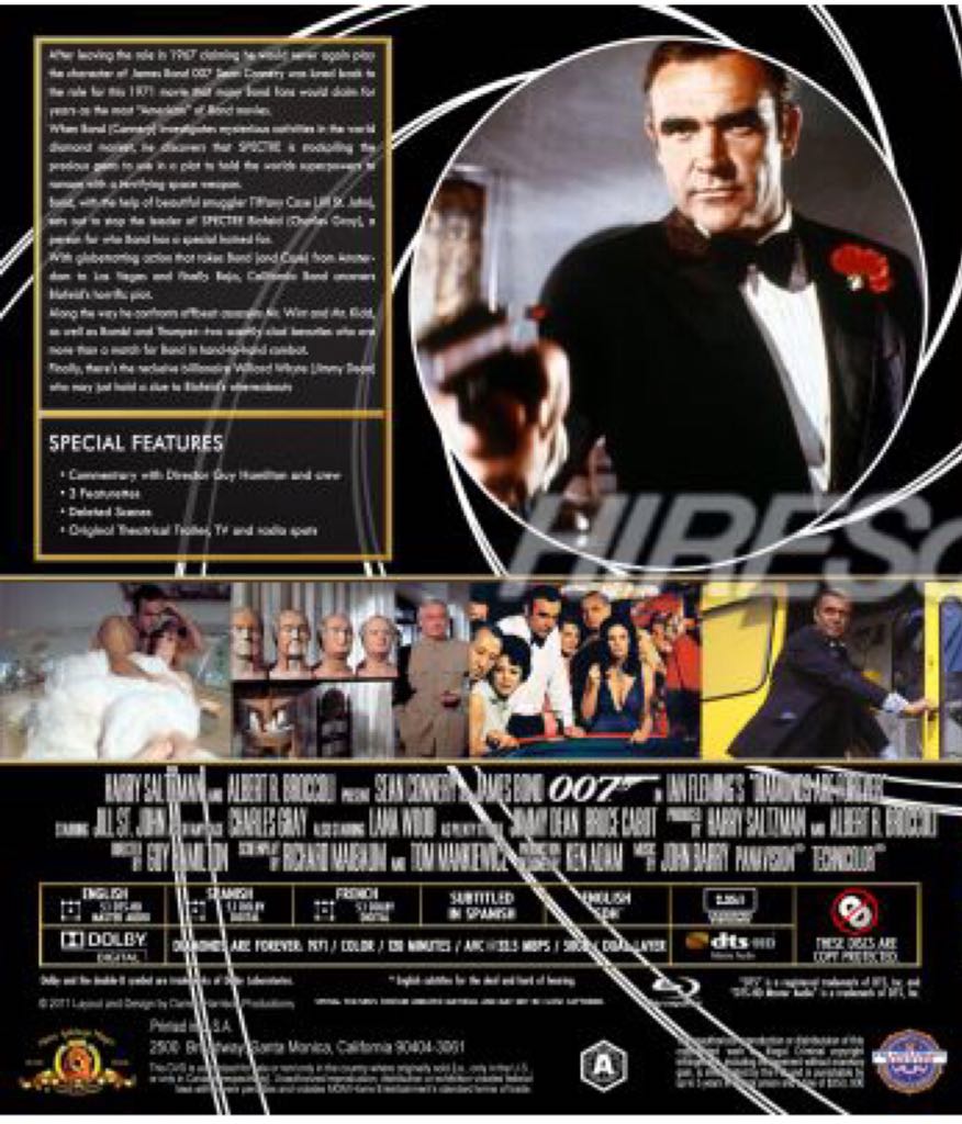 Bond 1971: Diamonds Are Forever DVD movie collectible [Barcode 9321337108421] - Main Image 2